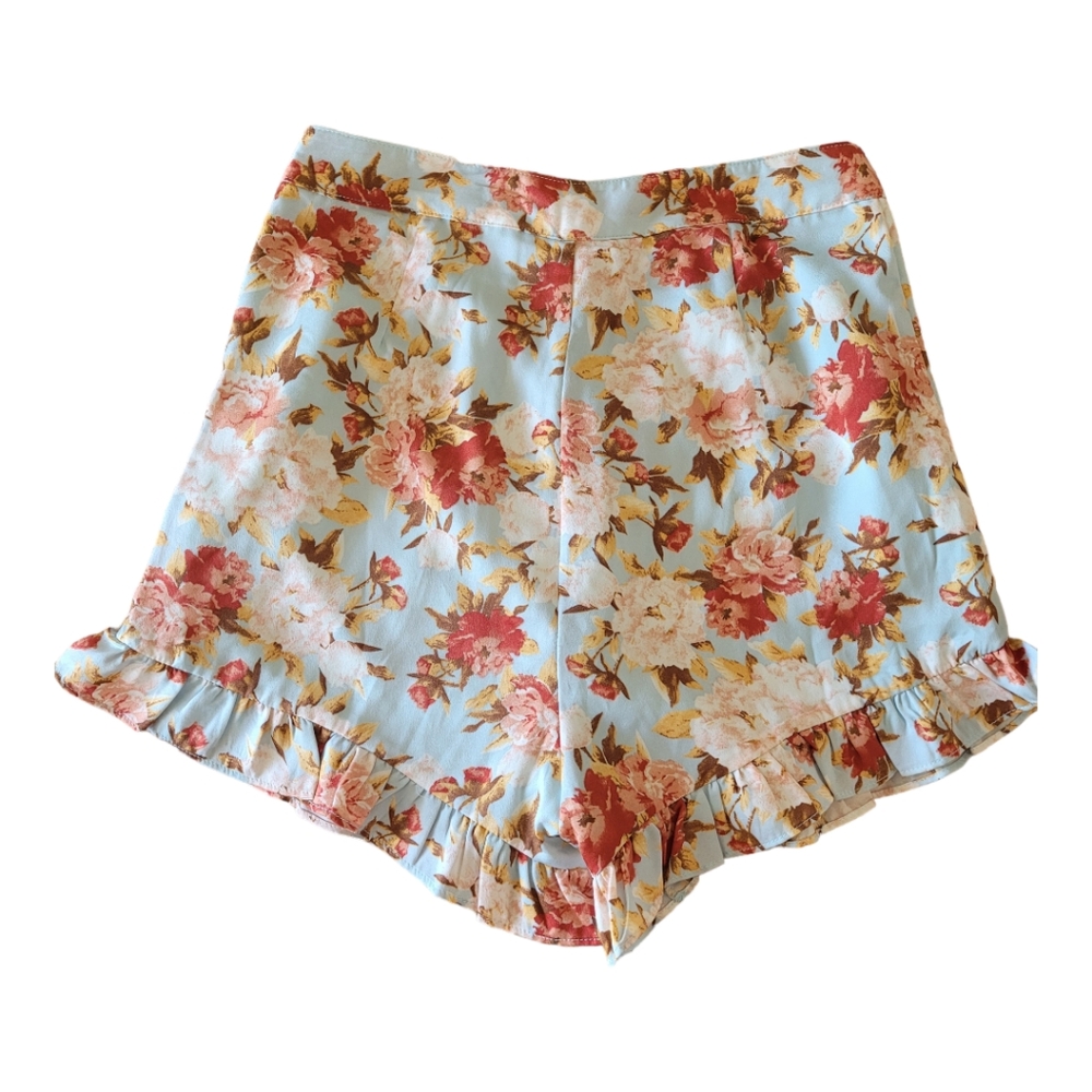 Lulus NWT Flirty In Flowers ruffled high waisted shorts Size small - Picture 5 of 9